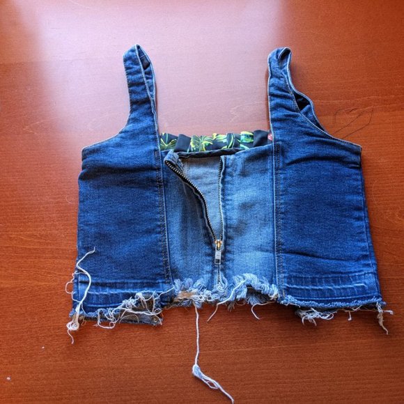 ZARA  - Denim Corset Crop Top - Picture 6 of 9